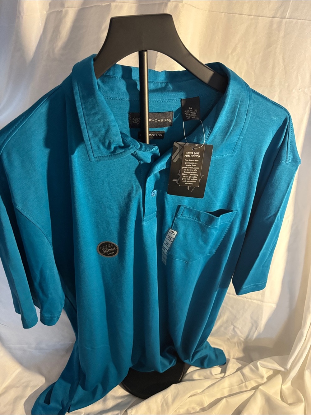 R&R Casual Teal Short-Sleeve Pocket Polo